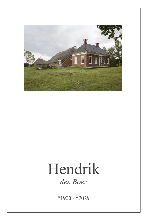 Rouwkaart met foto boerderij