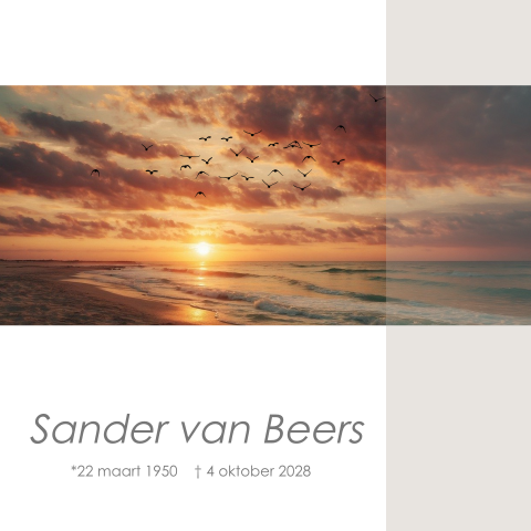 Rouwkaart horizon vogelvlucht ondergaande zon