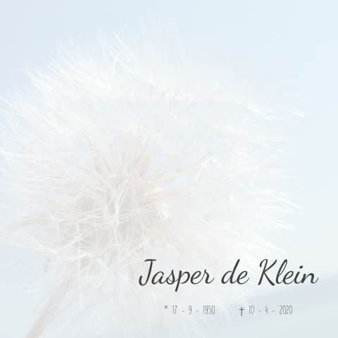 Herinneringskaart voor een man of vrouw met paardenbloem