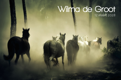 Rouwkaart met kudde paarden