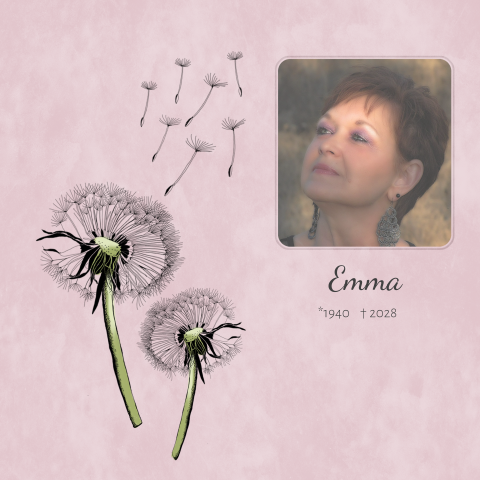 Rouwkaart paardebloem vrouw ruimte voor foto