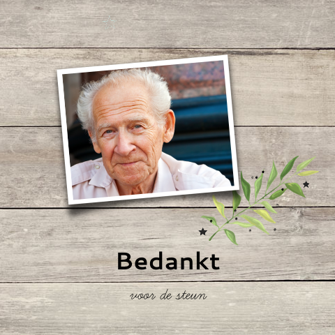 Bedankkaart man met hout look achtergrond takje en eigen foto