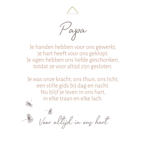 Herinneringstegel papa gedicht aandenken