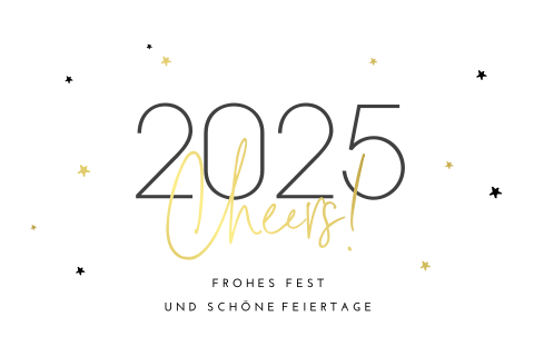 Elegante Neujahrskarte mit Sternen und Foliendruck