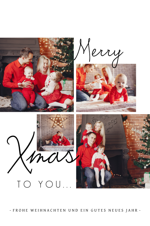 Stylische Weihnachtskarte mit versetzten Bildern