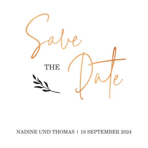 Save the Date Karte mit eleganter Schrift und Foliendruck