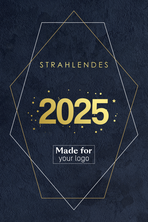 Moderne Neuajhrskarte mit Rahmen und großer Jahreszahl