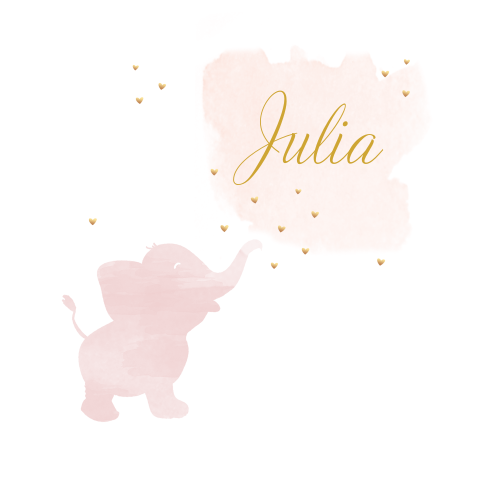 Süße Geburtskarte mit einem Babyelefanten