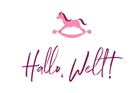 Hübsche Babykarte mit einem Schaukelpferd