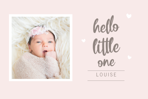Süße Babykarte mit Foto und schönem Schriftzug