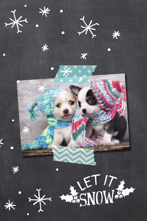 Hübsche Weihnachtskarte mit individuellem Foto und Schneeflocken