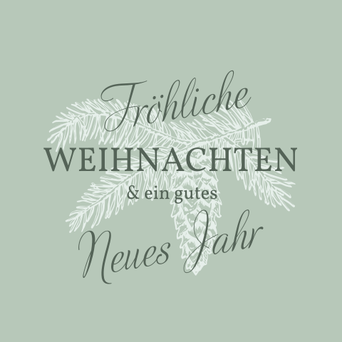 Weihnachtskarte mit hellem grünen Hintergrund und Tannenzweigen