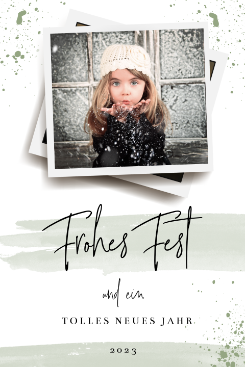 Weihnachtskarte mit minzgrünen Farbakzenten und Ihrem Foto