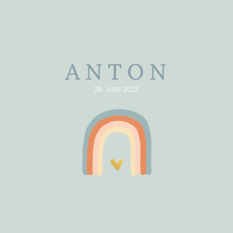 Süße Geburtskarte mit hübschem Regenbogen