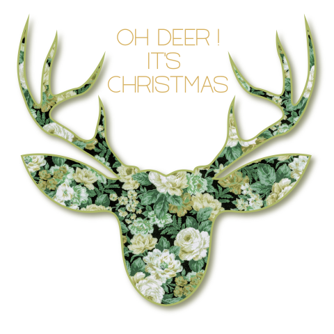 Weihnachtskarte mit einem Hirsch aus Blumen