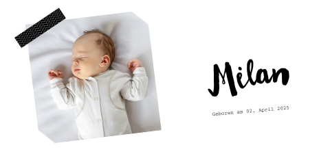 Geburtskarte mit einem Foto Ihres Nachwuchses