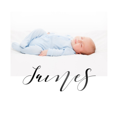 Stilvolle Dankeskarte zur Geburt, mit Foto und elegantem Schriftzug