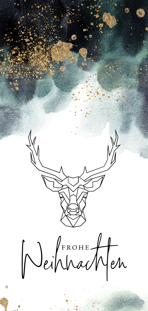 Weihnachtskarte mit Rentier aus geometrischen Formen