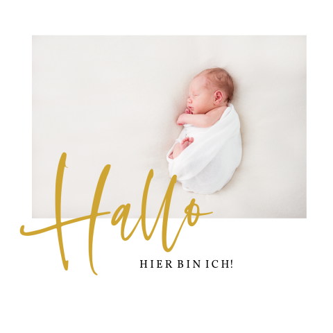 Klassische Geburtskarte mit Foto und Typografie