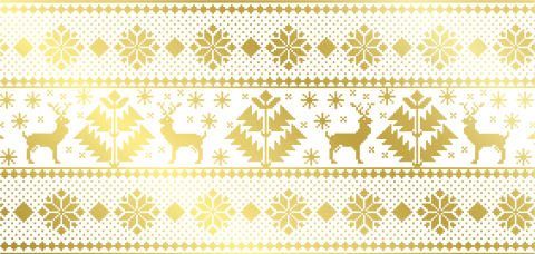 Weihnachtskarte mit einem gedruckten Weihnachtsstrickmuster in Folie