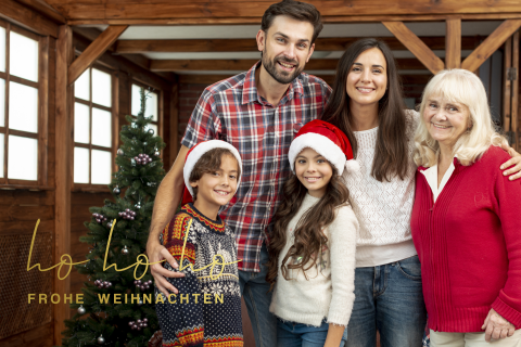 Weihnachtskarte mit Ihrem persönlichen Foto und Goldfolie