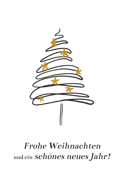 Hübsche Weihnachtskarte mit einem schwungvollen Weihnachtsbaum