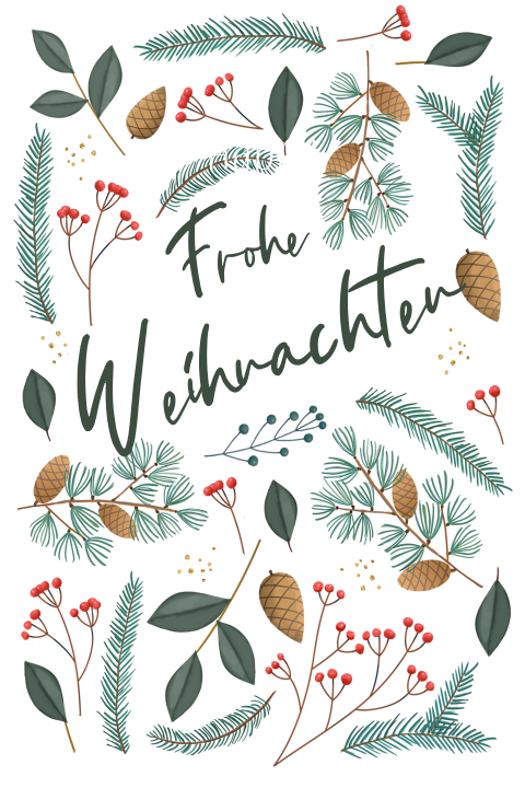 Hübsche Weihnachtskarte mit Tannengrün