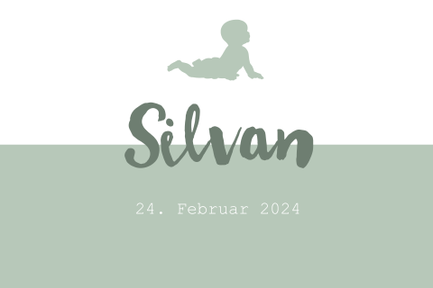 Hübsche Geburtskarte in Weiß und Grün