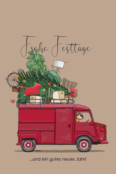 Frohe Festtage roter Laster