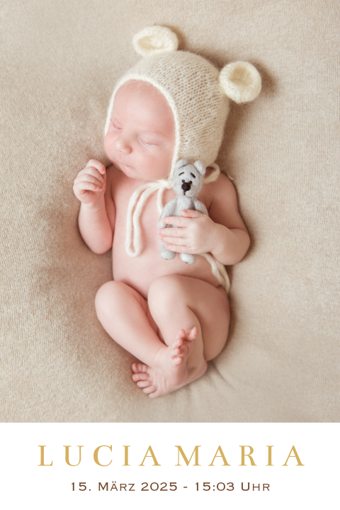 Geburtskarte zur Verkündung des Namens in Folie