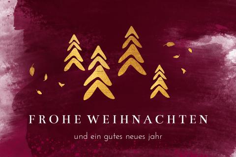 Winterwald in gold und bordeaux