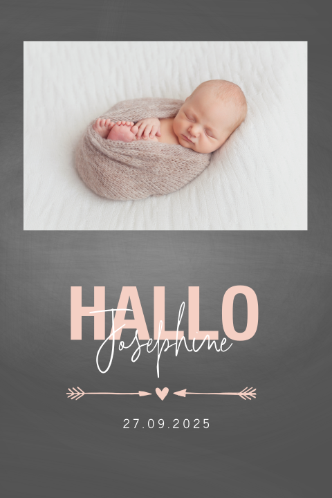 Babykarte mit großem Foto und Begrüßung