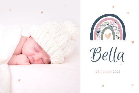 Hübsche Dankeskarte zur Geburt Ihres Babys mit einem Regenbogen