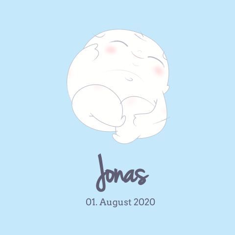 Hübsche Geburtskarte mit blauem Hintergrund