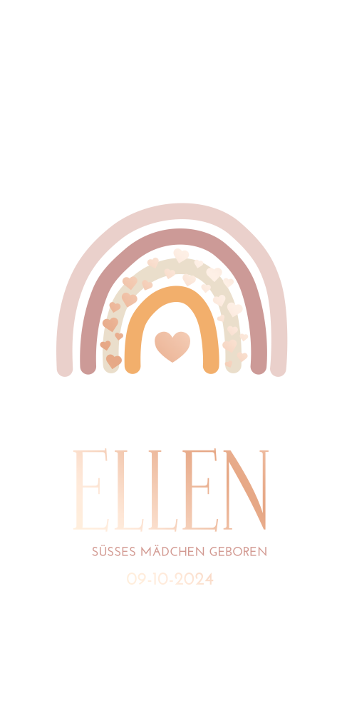 Süße Dankeskarte zur Geburt, mit einem hübschen Regenbogen