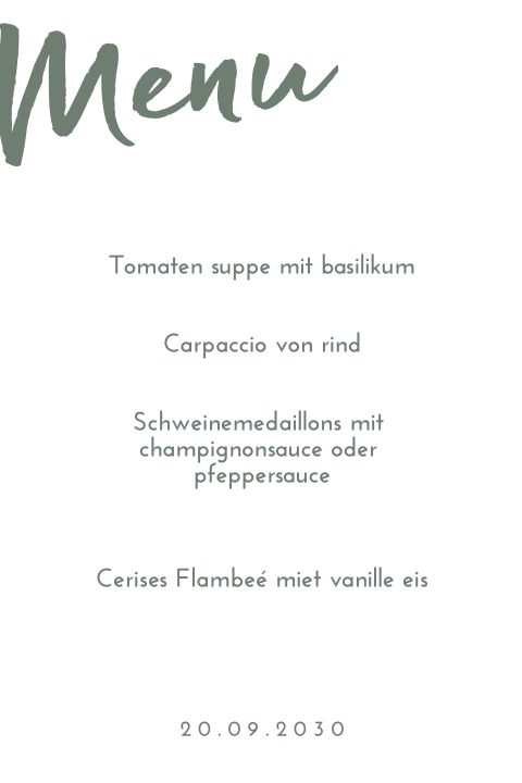 Menükarte - Federschwung