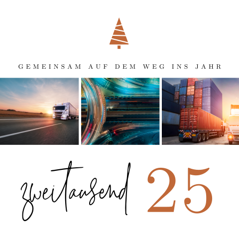 Neujahrskarte mit Ihren drei ausdrucksstarken Bildern Ihrer Firma