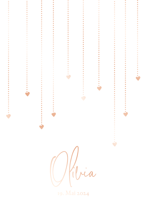 Hübsche Geburtskarte mit Herzen