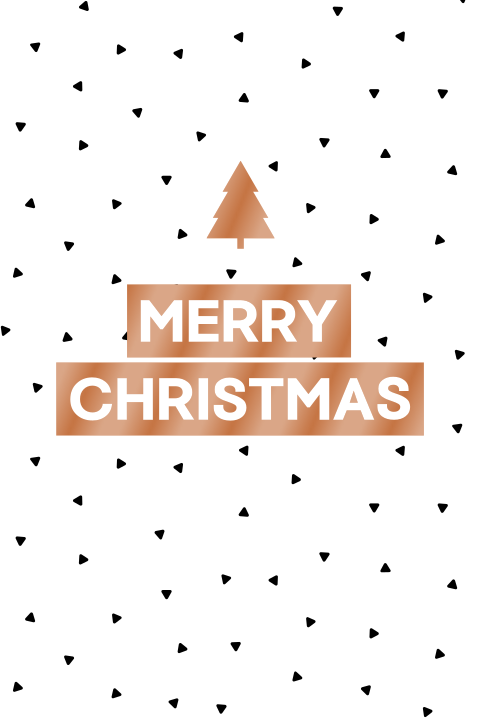 Moderne Weihnachtskarte mit einem Tannenbaum und Kupferfolie