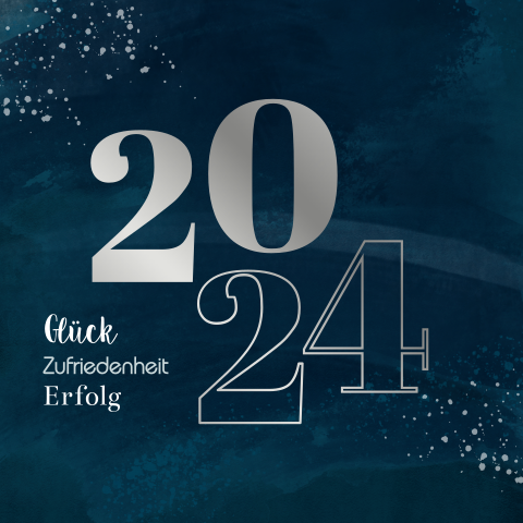 Schöne Neujahrskarte mit einer großen Jahreszahl in Foliendruck