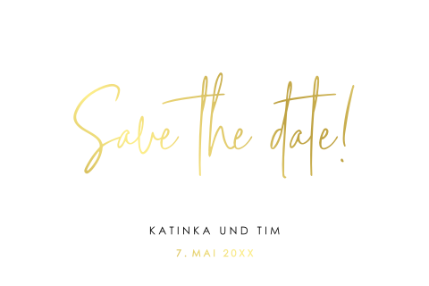Save the Date Karte mit eleganter Schrift und Foliendruck