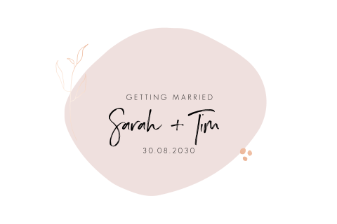 Hochzeitseinladung mit einer rosafarbenen Fläche