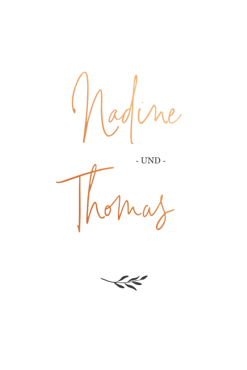 Edle Hochzeitseinladung mit Foliendruck und dezentem Zweig