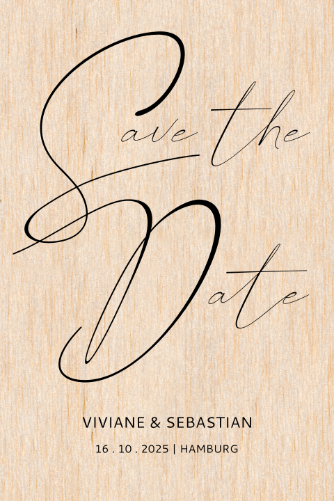 Ihre elegante Save the Date Karte auf echten Holz