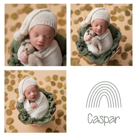 Geburtskarte mit drei Fotos Ihres Kindes