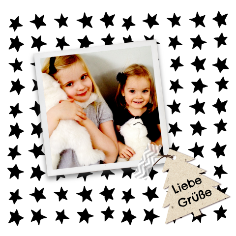 Trendige Weihnachtskarte mit Sternen und persönlichem Foto