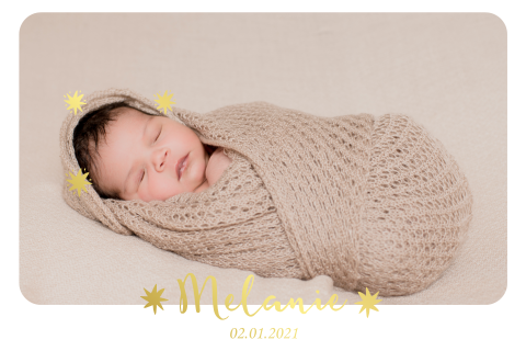 Klassische Geburtskarte mit Foto und Foliendruck