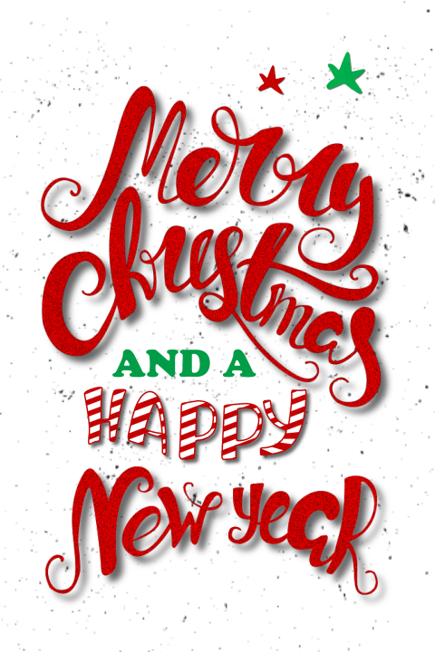 Trendige Weihnachtskarte mit coolem Schriftzug und Sternen