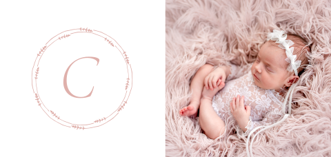 Süße Geburtskarte mit Foto und Monogramm