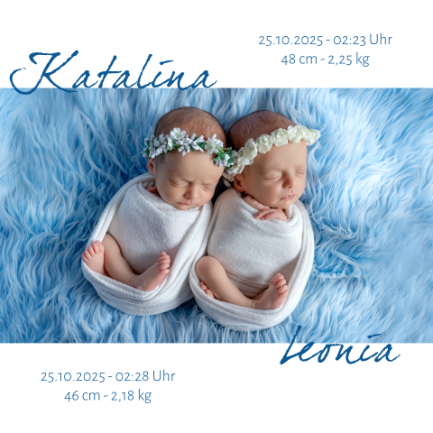 Schicke Geburtskarte für Zwillinge